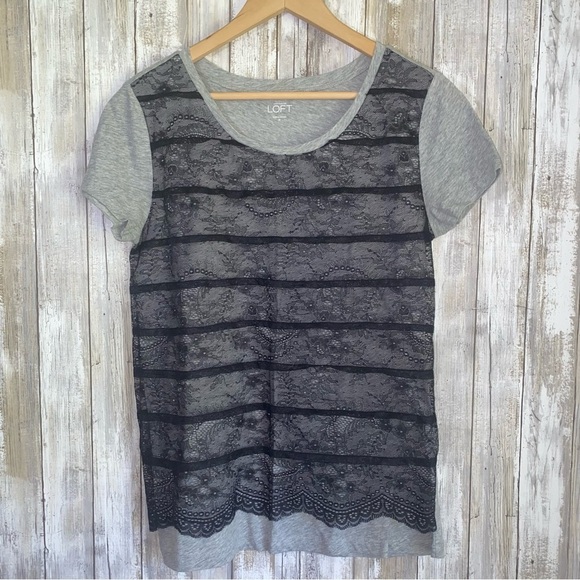 Loft Lace Overlay Tee - Picture 1 of 5